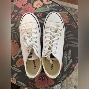 Used: Platform Converse Classic White Canvas Sneakers, Women Size 9